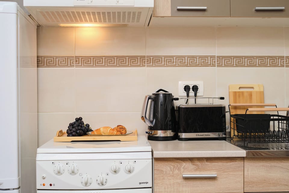 Apartment | Private kitchen | Fridge, oven, electric kettle, cookware/dishes/utensils