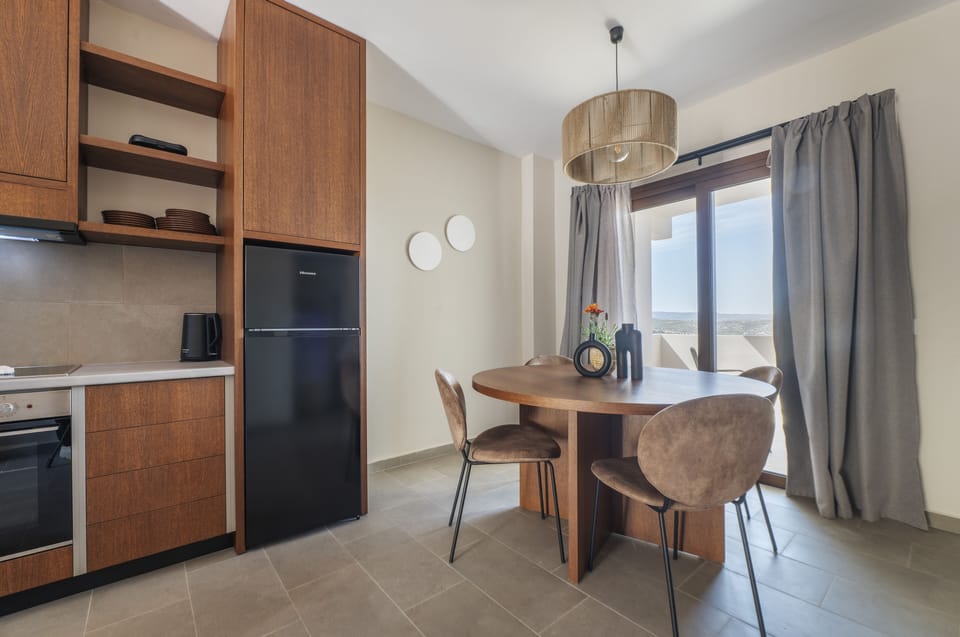 Apartment, 2 Bedrooms, Sea View | Private kitchen | Oven, coffee/tea maker, electric kettle, cookware/dishes/utensils