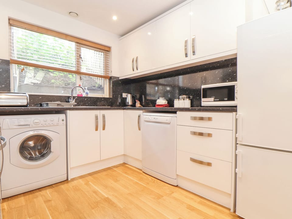 Fridge, dishwasher, electric kettle, toaster