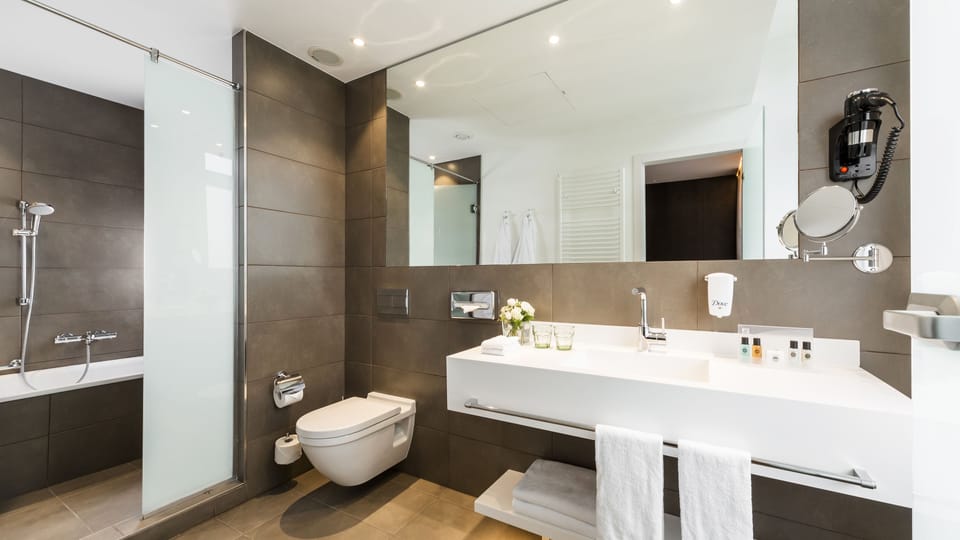 Premium Room, 1 King Bed | Bathroom | Free toiletries, hair dryer, towels, soap