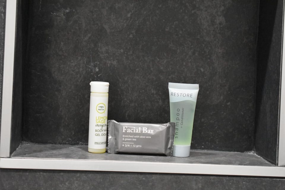Bathtub, towels, soap