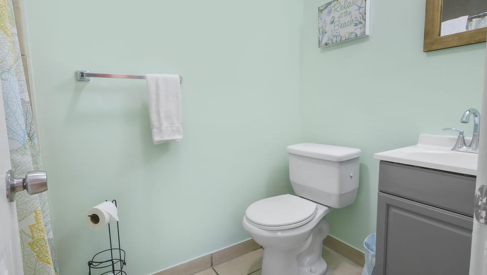 Shower, eco-friendly toiletries, hair dryer, towels