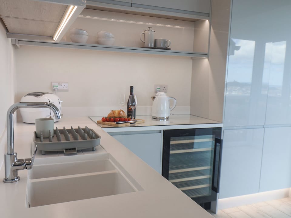 Fridge, dishwasher, electric kettle, toaster