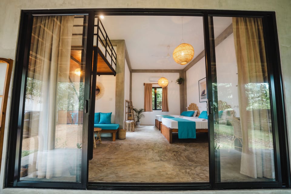 Family Quadruple Room, Terrace, Garden View | Individually furnished, desk, laptop workspace, iron/ironing board