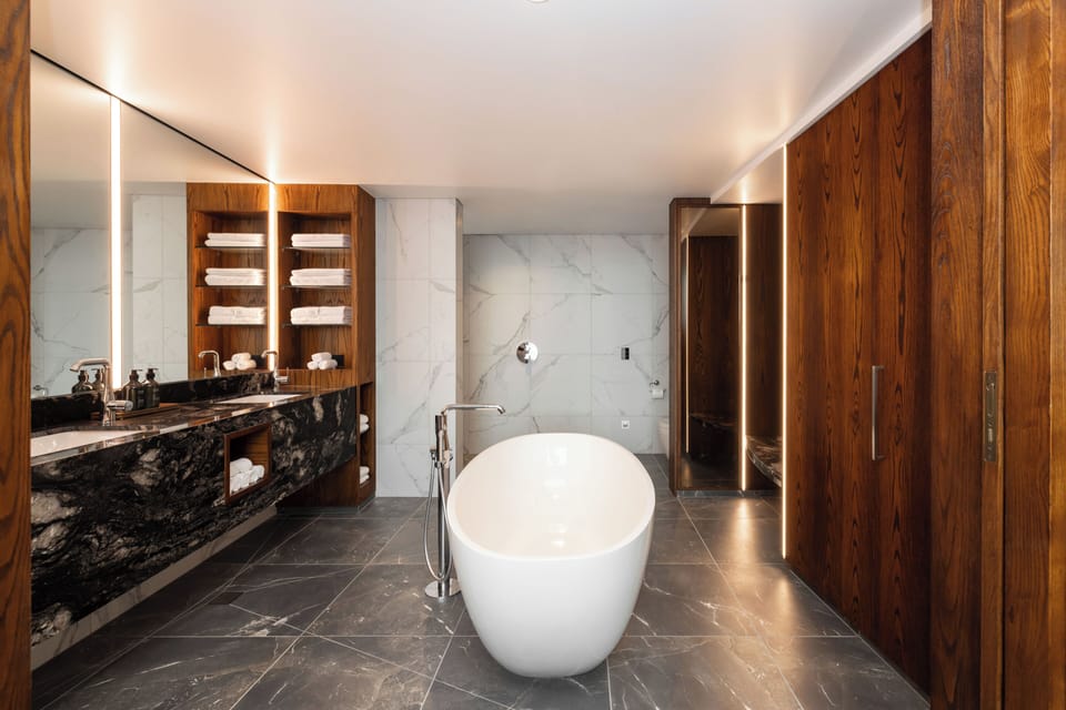 Horizon Suite | Bathroom | Shower, free toiletries, hair dryer, bathrobes