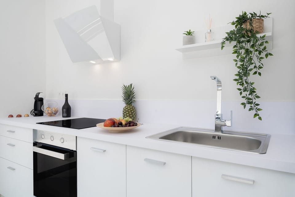 Luxury Suite | Private kitchen | Full-size fridge, oven, stovetop, electric kettle