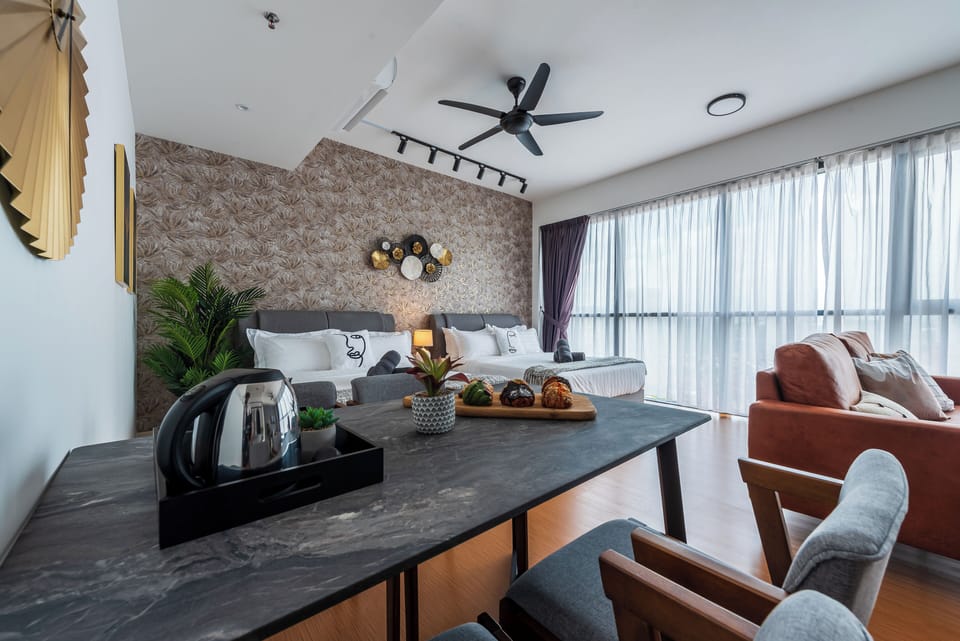 Luxury Apartment | Living area | 50-inch TV with digital channels, video-game console