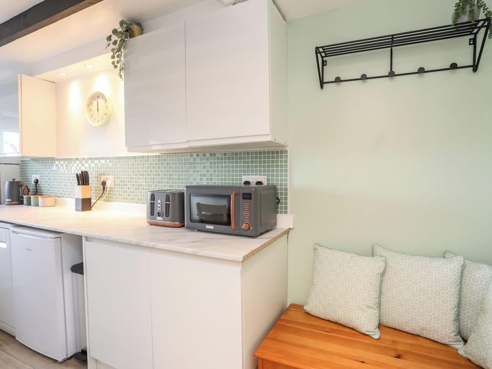 Fridge, dishwasher, electric kettle, toaster
