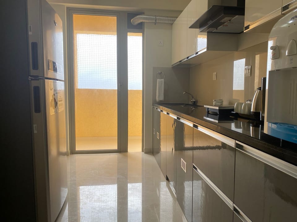 Full-size fridge, microwave