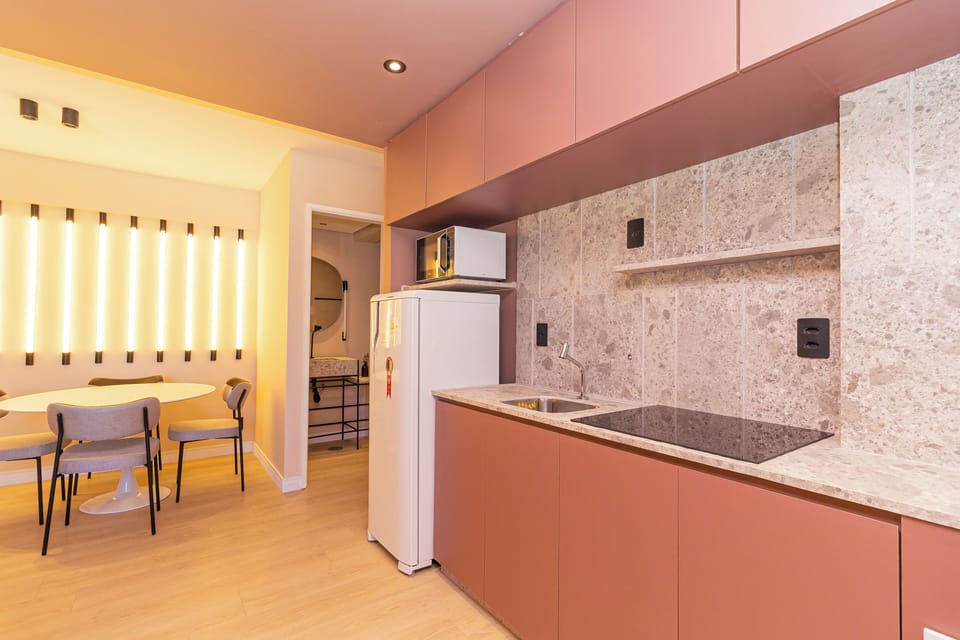 Apartment | Private kitchen | Full-size fridge, microwave, cookware/dishes/utensils