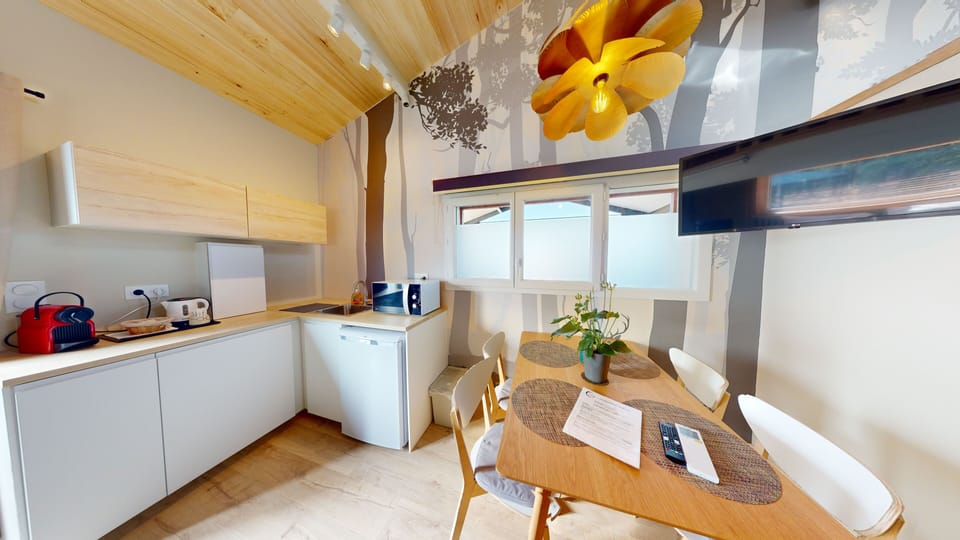 Studio, 1 Bedroom, Garden View (GAIA) | Private kitchen | Shared fridge, microwave, espresso maker, coffee/tea maker
