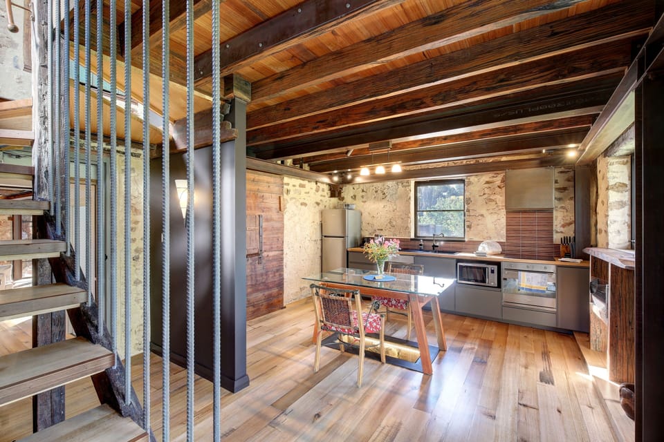 The Granary Suite, 1 King Bed, Balcony, Vineyard View | Private kitchen | Full-size fridge, microwave, oven, stovetop
