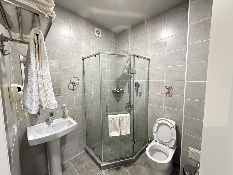 Free toiletries, hair dryer, bathrobes, slippers