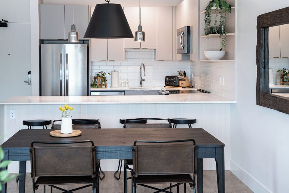 Condo | Private kitchen | Coffee/tea maker, full-size fridge, microwave, oven