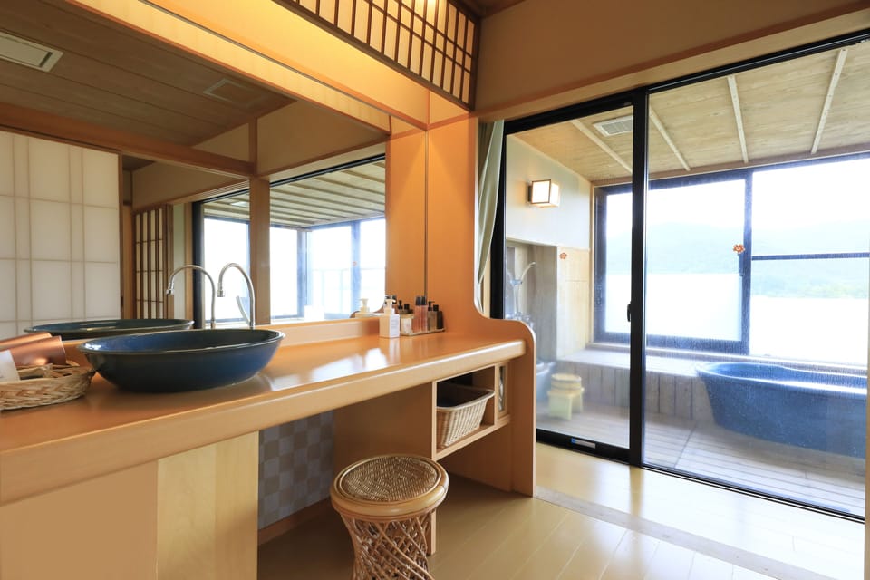Japanese Style Room with Outdoor Bath, Non Smoking | In-room safe, bed sheets