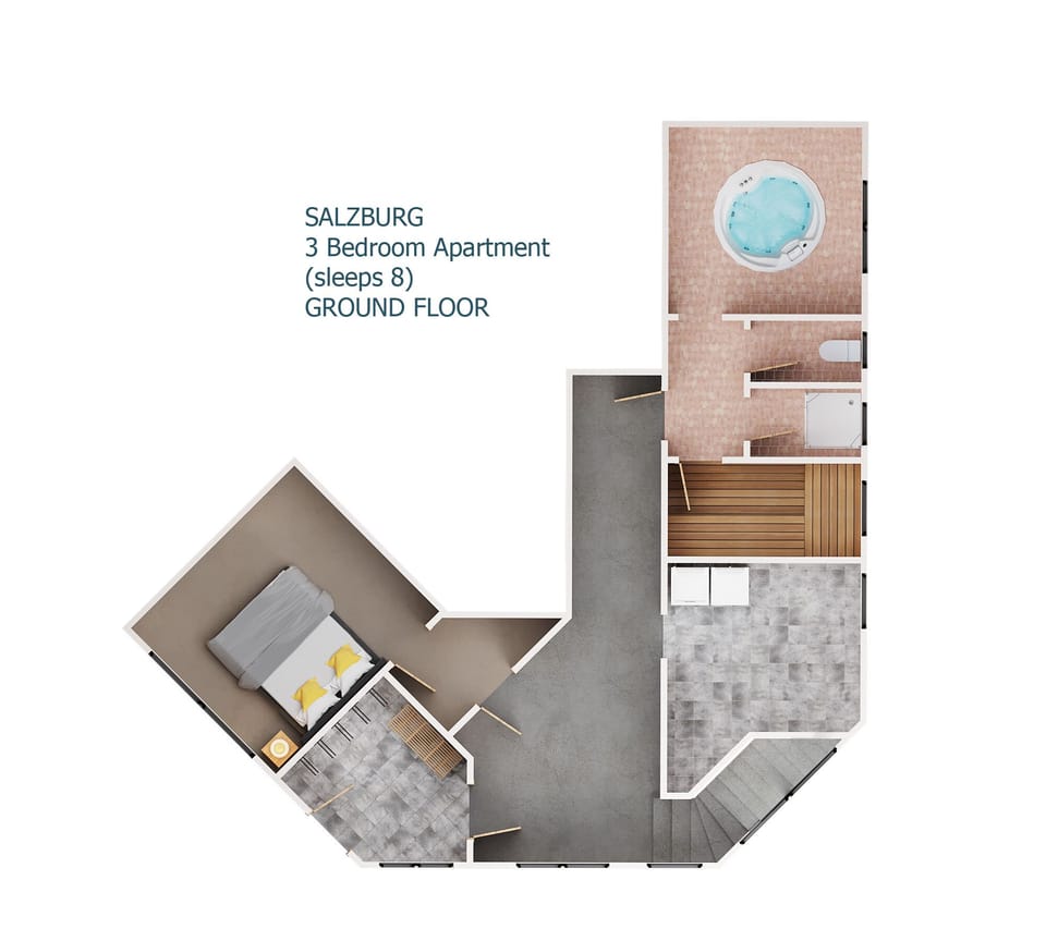 Salzburg 3 Bedroom Apartment (sleeps 8)  | Floor plan