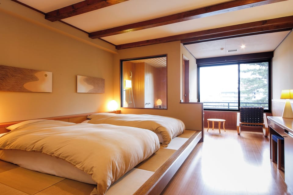 Deluxe Twin with Semi Open-Air Bathroom and Pond View, Non Smoking | In-room safe, blackout drapes, soundproofing