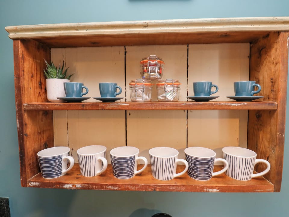 Fridge, dishwasher, electric kettle, toaster