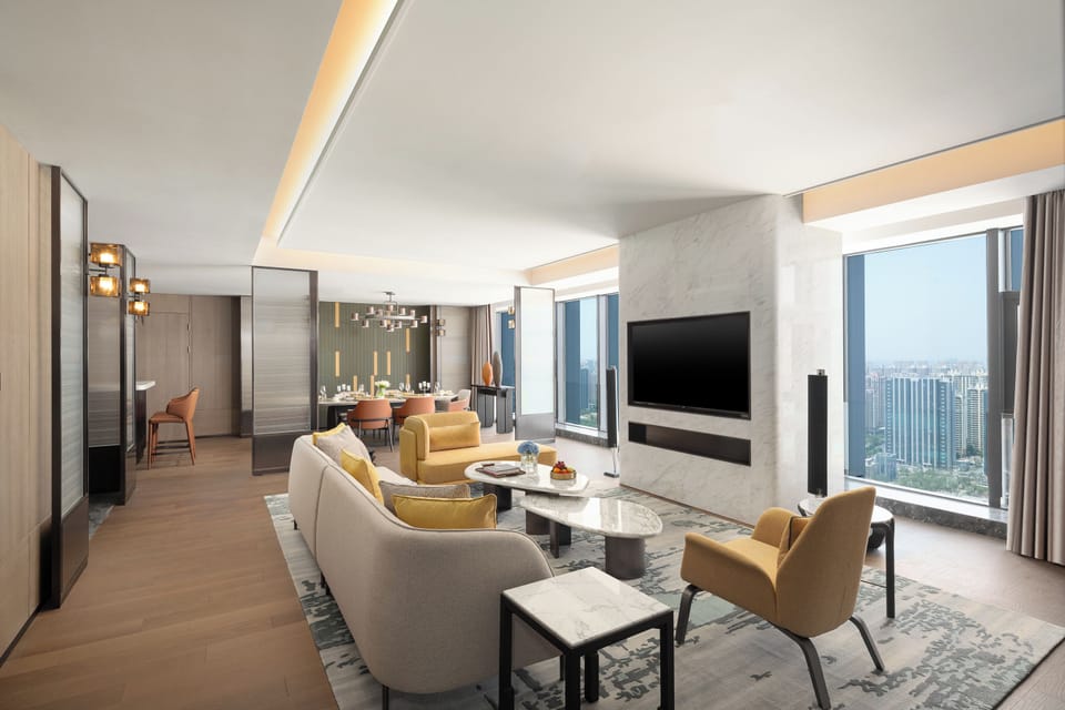 Presidential Suite, 1 Twin Bed | Living area | 50-inch LCD TV with satellite channels, DVD player