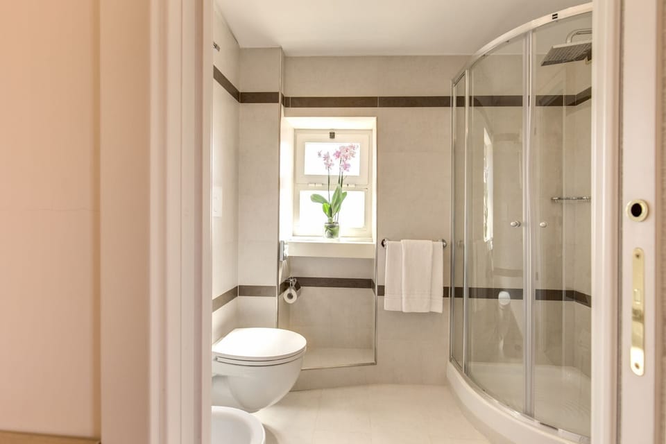 Free toiletries, hair dryer, bathrobes, bidet