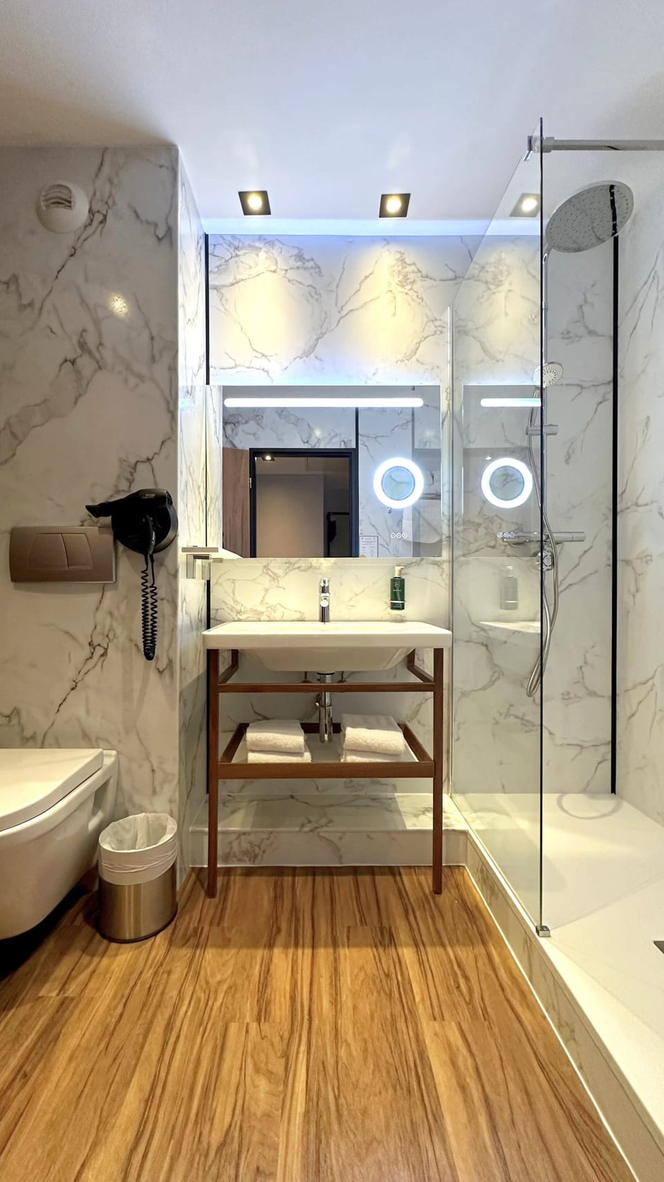 Free toiletries, hair dryer, towels