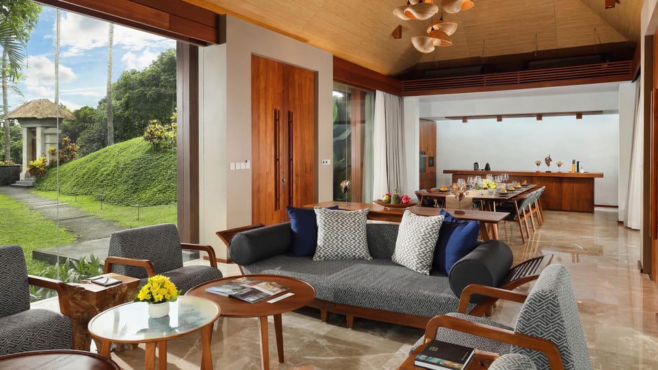 Maya Presidential Villa with Butler Service | Living area | 49-inch Smart TV with cable channels, TV, Netflix