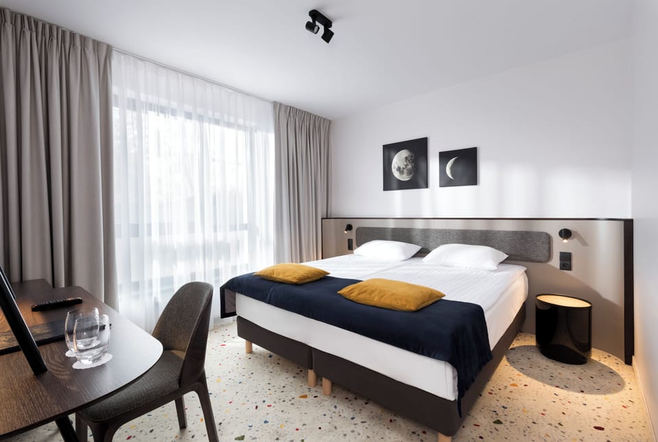 In-room safe, desk, laptop workspace, blackout drapes