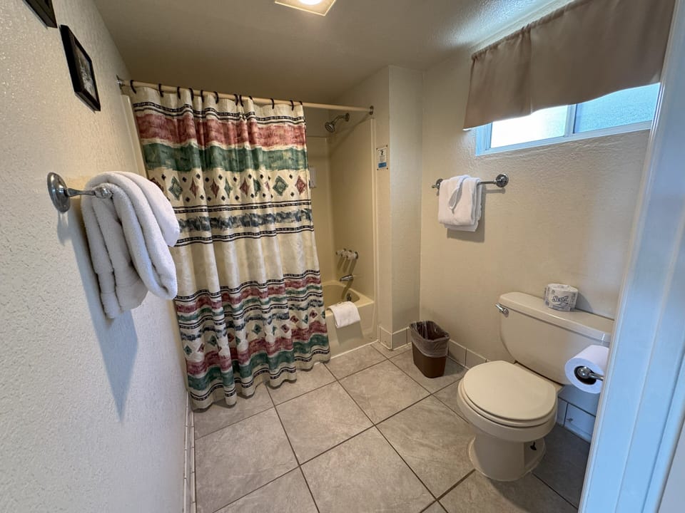 Standard Room, 1 Queen Bed, Accessible | Bathroom | Combined shower/tub, free toiletries, hair dryer, towels