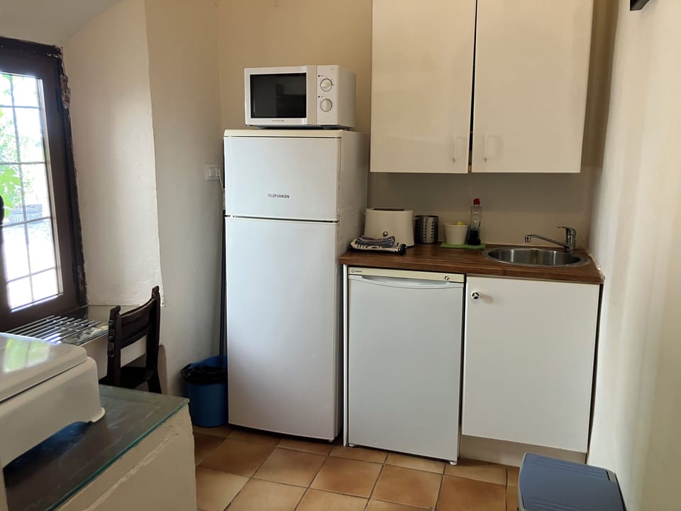 Basic Cottage | Private kitchen | Full-size fridge, microwave, stovetop, toaster