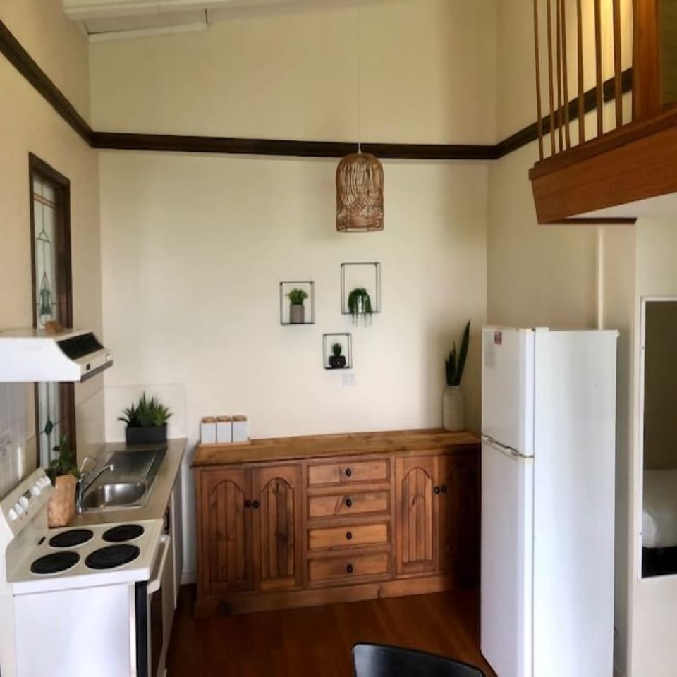 Loft Apartment | Private kitchen | Fridge, microwave, electric kettle, toaster