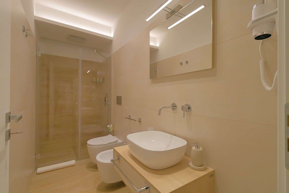Free toiletries, hair dryer, slippers, bidet