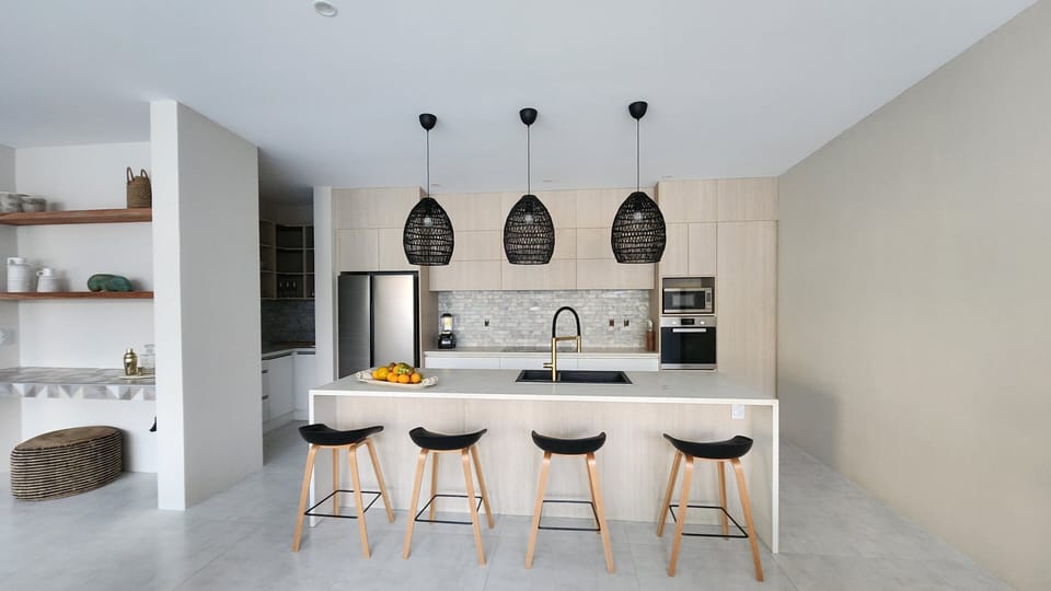 Luxury Villa | Private kitchen | Full-size fridge, microwave, oven, stovetop