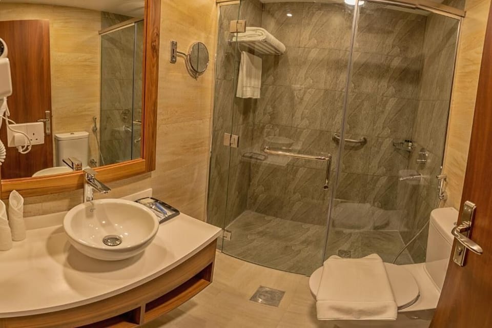 Shower, towels, soap