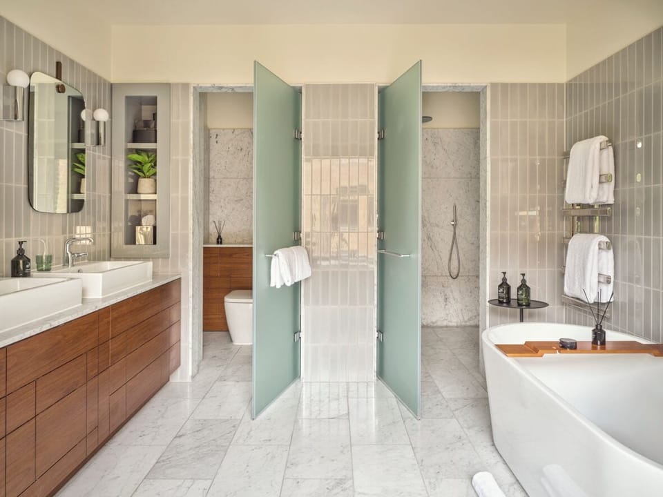 Room (Sir Residence) | Bathroom | Designer toiletries, hair dryer, bathrobes, towels