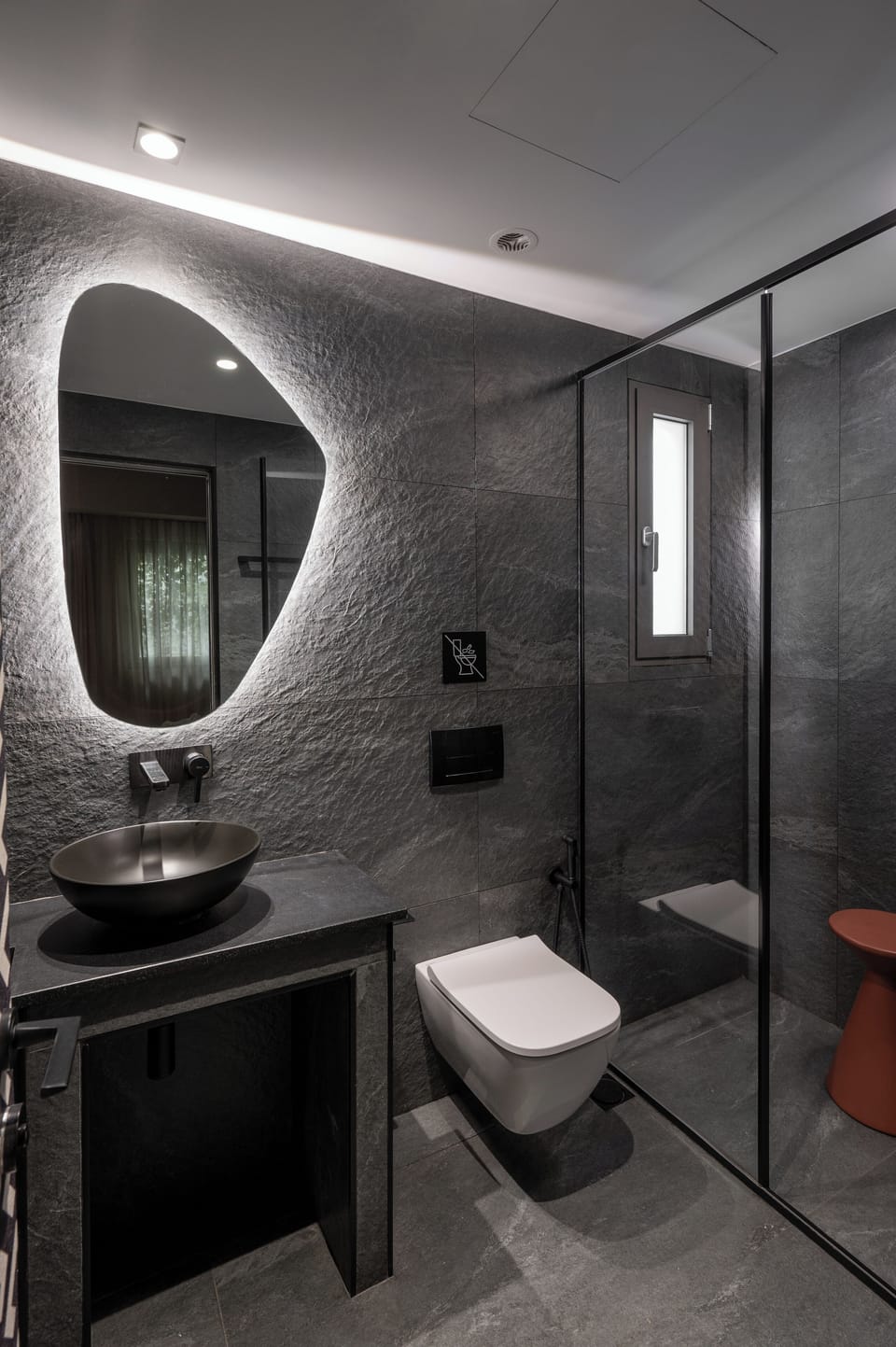 Shower, rainfall showerhead, hair dryer, bidet