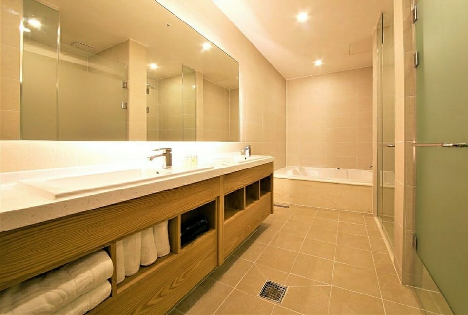 Luxury Twin Room | Bathroom | Hair dryer, slippers