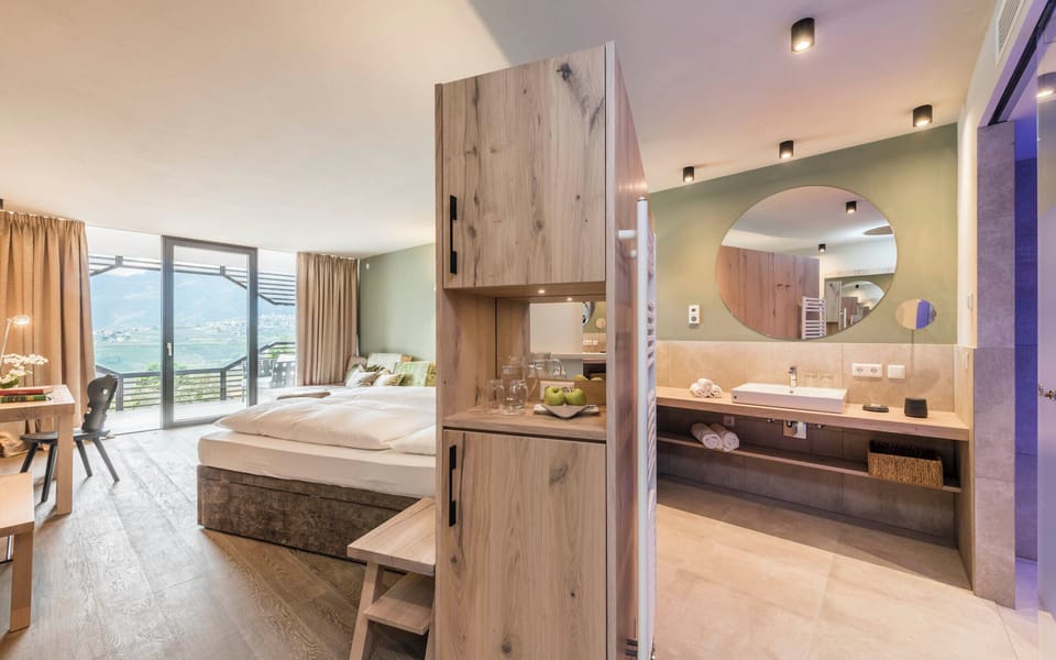 Shower, rainfall showerhead, hair dryer, bathrobes