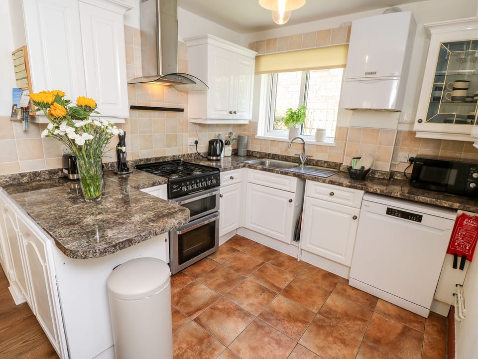 Fridge, dishwasher, electric kettle, toaster