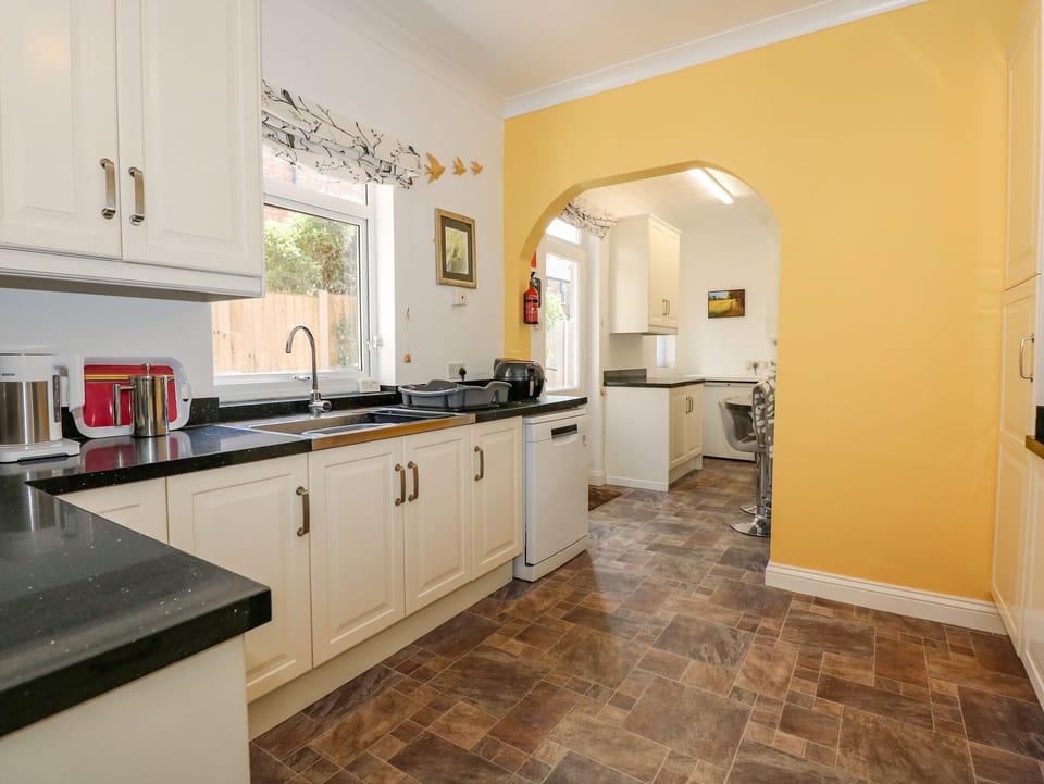 Fridge, dishwasher, electric kettle, toaster