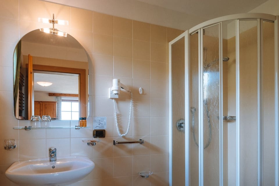 Shower, free toiletries, hair dryer, bidet