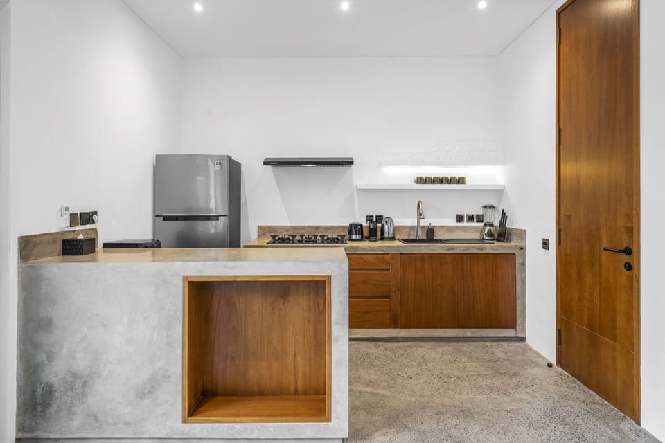 Premium Villa | Private kitchen | Fridge, stovetop, coffee/tea maker, electric kettle