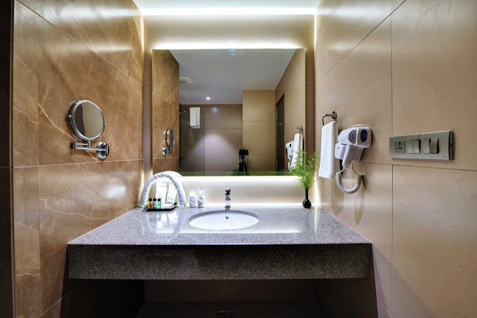 Shower, free toiletries, hair dryer (on request), towels