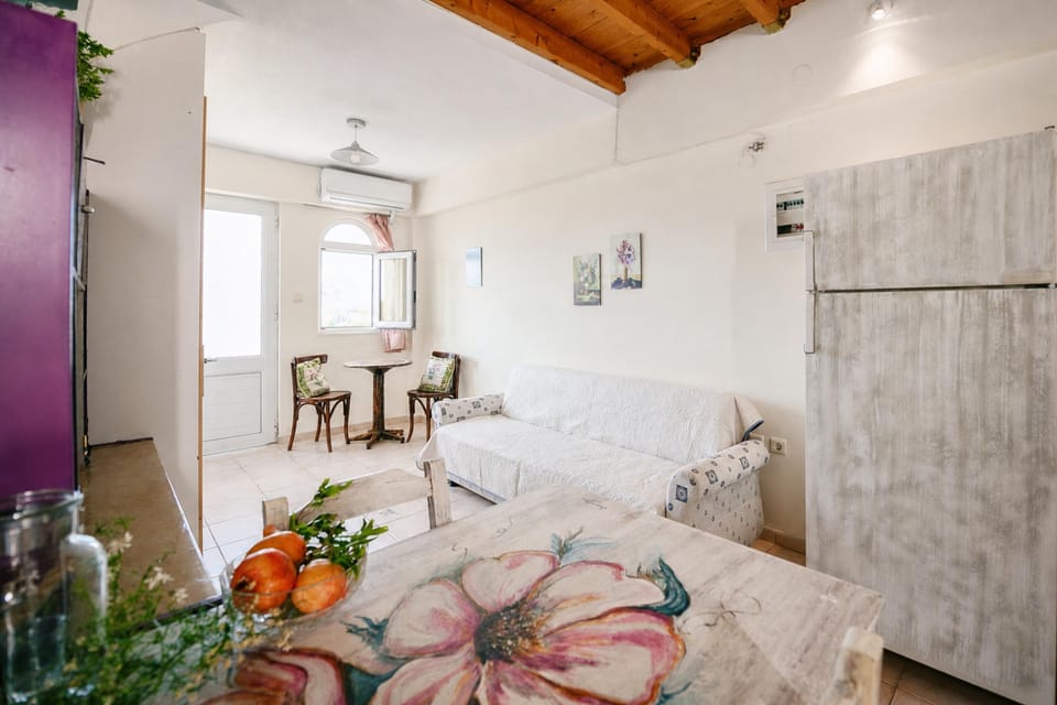 Standard House, 1 Bedroom, 2 Bathrooms, Mountainside (Evgenias House Ancient Olympia) | Living area | Flat-screen TV