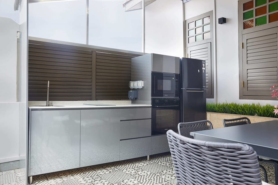 Mini-fridge, shared microwave, electric kettle