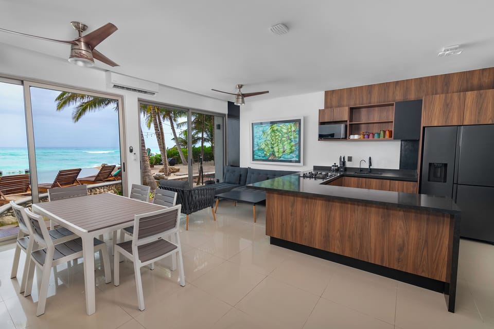 Luxury Apartment, 2 Bedrooms, Sea View | Private kitchen | Full-size fridge, microwave, toaster, cookware/dishes/utensils