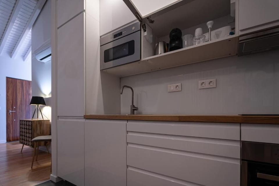 Mini-fridge, microwave, oven, espresso maker