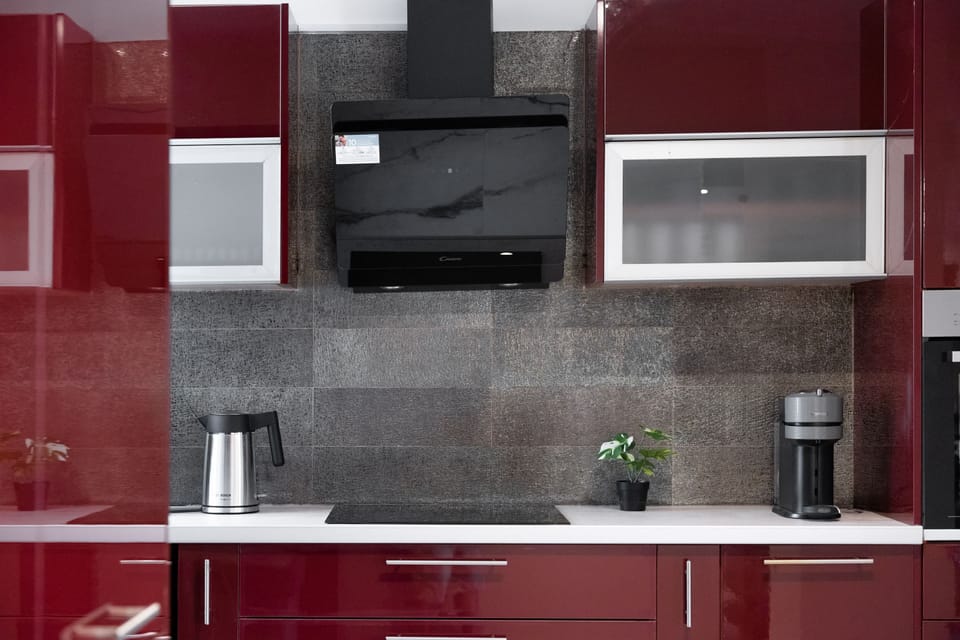 Family Apartment | Private kitchen | Fridge, microwave, oven, stovetop