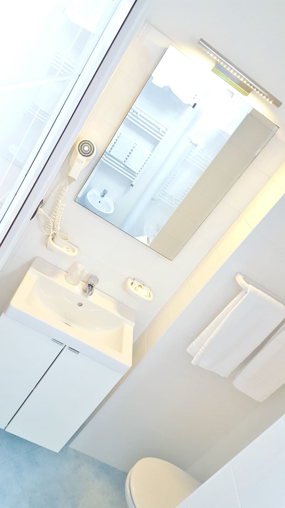 Shower, free toiletries, hair dryer, bidet