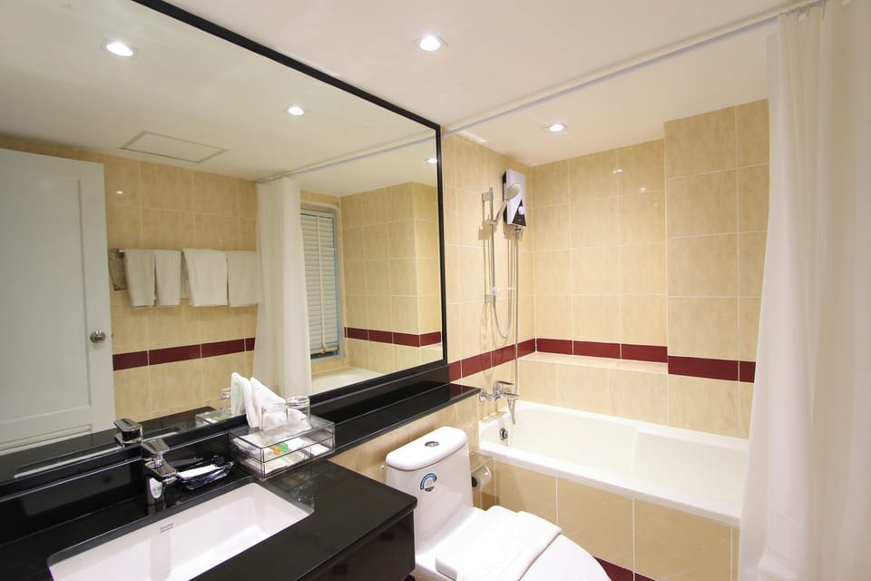 Free toiletries, hair dryer, slippers, bidet