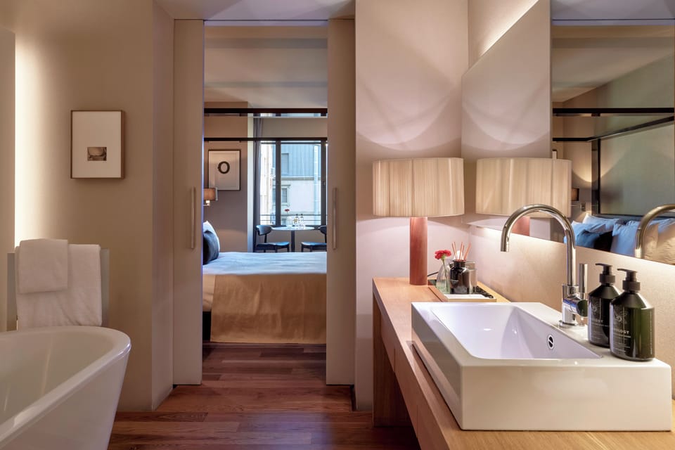 Suite (Sir Suite) | Bathroom | Designer toiletries, hair dryer, bathrobes, slippers